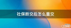 社保断交后怎么重交