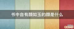 书中自有颜如玉的颜是什么