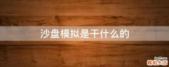 沙盘模拟是干什么的