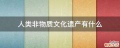 人类非物质文化遗产有什么