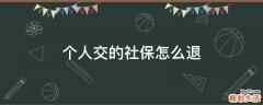 个人交的社保怎么退