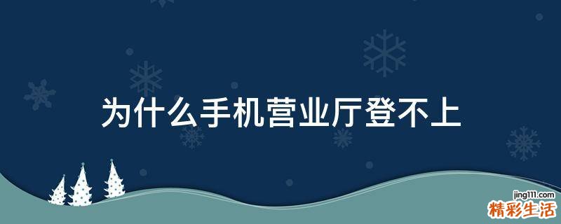 为什么手机营业厅登不上