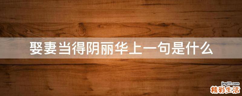 娶妻当得阴丽华上一句是什么