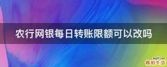 农行网银每日转账限额可以改吗