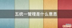 五统一管理是什么意思