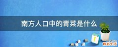南方人口中的青菜是什么