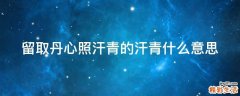 留取丹心照汗青的汗青什么意思