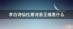 李白诗仙杜甫诗圣王维是什么