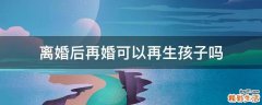 离婚后再婚可以再生孩子吗