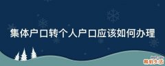 集体户口转个人户口应该如何办理