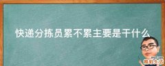 快递分拣员累不累主要是干什么
