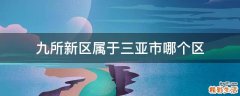 九所新区属于三亚市哪个区