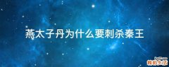 燕太子丹为什么要刺杀秦王