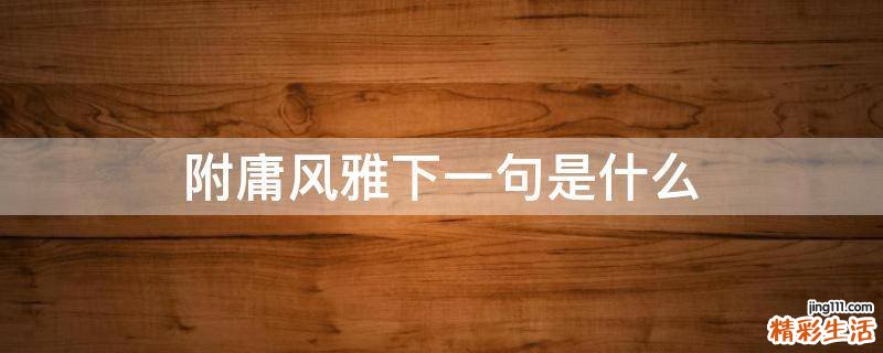 附庸风雅下一句是什么