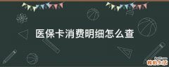 医保卡消费明细怎么查