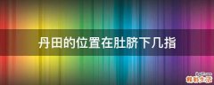 丹田的位置在肚脐下几指