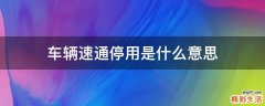 车辆速通停用是什么意思