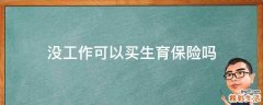 没工作可以买生育保险吗