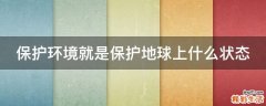 保护环境就是保护地球上什么状态