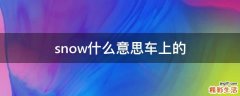 snow什么意思车上的