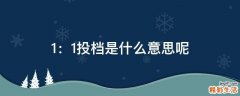 1：1投档是什么意思呢