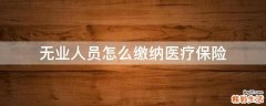 无业人员怎么缴纳医疗保险