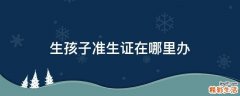 生孩子准生证在哪里办