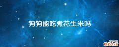 狗狗能吃煮花生米吗