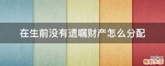 在生前没有遗嘱财产怎么分配