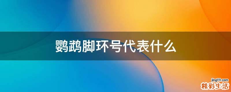 鹦鹉脚环号代表什么