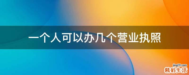 一个人可以办几个营业执照