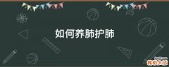 如何养肺护肺