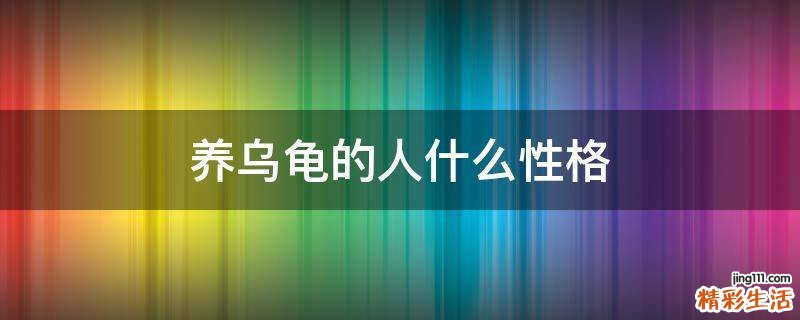 养乌龟的人什么性格