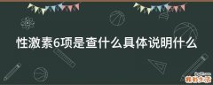 性激素6项是查什么具体说明什么
