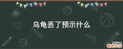 乌龟丢了预示什么