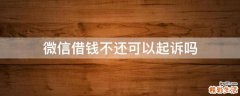 微信借钱不还可以起诉吗