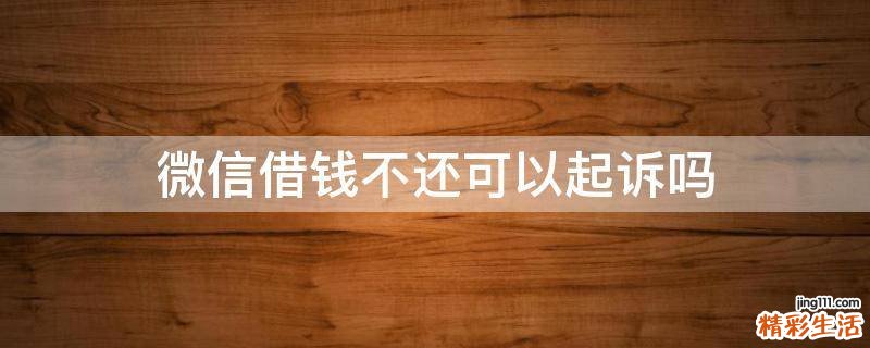 微信借钱不还可以起诉吗
