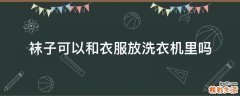袜子可以和衣服放洗衣机里吗