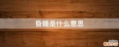 昏睡是什么意思