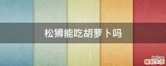松狮能吃胡萝卜吗