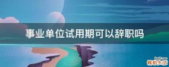 事业单位试用期可以辞职吗