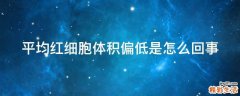 平均红细胞体积偏低是怎么回事