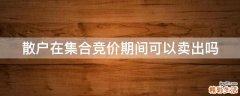 散户在集合竞价期间可以卖出吗