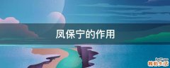 凤保宁的作用