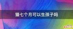 猫七个月可以生孩子吗