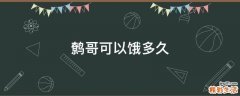 鹩哥可以饿多久