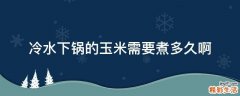 冷水下锅的玉米需要煮多久啊
