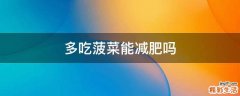 多吃菠菜能减肥吗