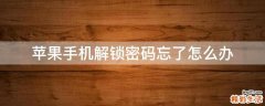 苹果手机解锁密码忘了怎么办