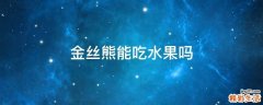 金丝熊能吃水果吗